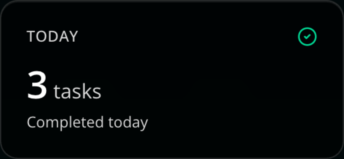 Today widget showing three tasks completed today
